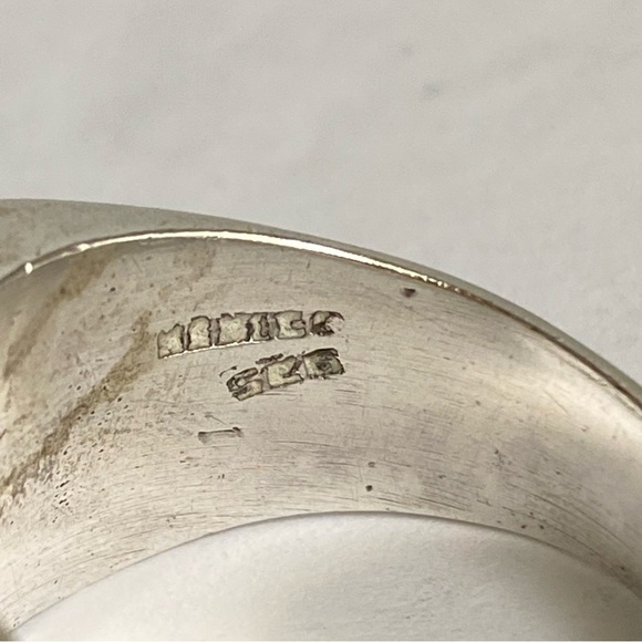 Vintage Sterling Silver Black Onyx Inlay Ring Mexico Heavy Solid Unisex Size 13 - Picture 12 of 15
